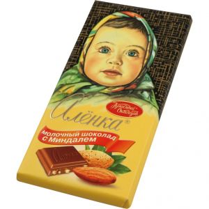 Шоколад АЛЕНКА 90г с миндалем молочный