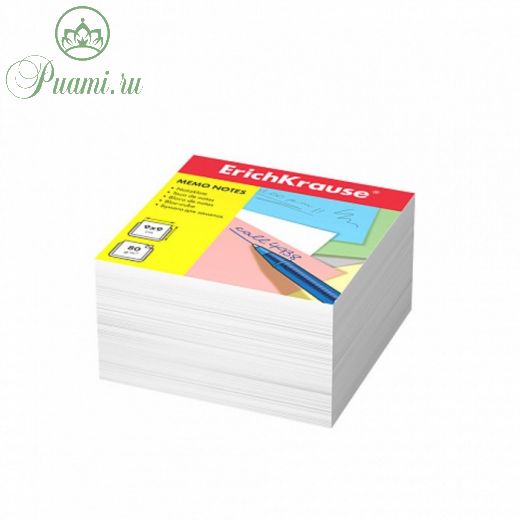 Блок бумаги для записей ErichKrause, 9x9x5 cм, белый, плотность 80 г/м2, белизна бумаги 98%, люкс