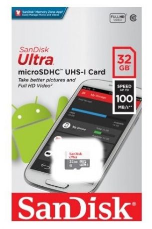 Карта памяти SanDisk Ultra microSDHC Class 10 UHS- I 80MB/s 32GB