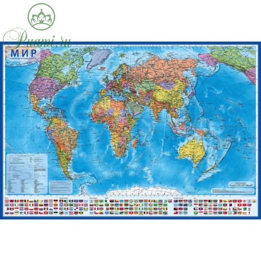 Интерактивная карта мира политическая, 117 х 80 см, 1:28 млн, в тубусе