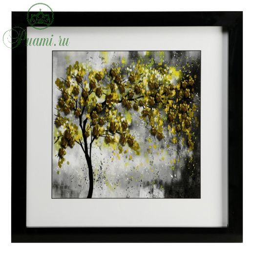 Картина стекло пэт "Жёлтое дерево" 35х35(39х39) см