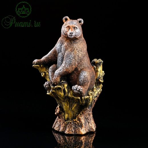 Статуэтка "Медведь на ветке", бронзовый цвет, гипс, 16х21х32 см