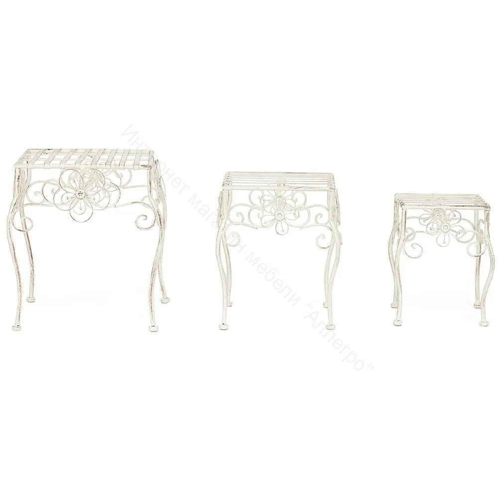 Столики Secret de Maison (набор 3 шт) GARDEN (mod. PL08-5824) металл, белый антик (antique white)