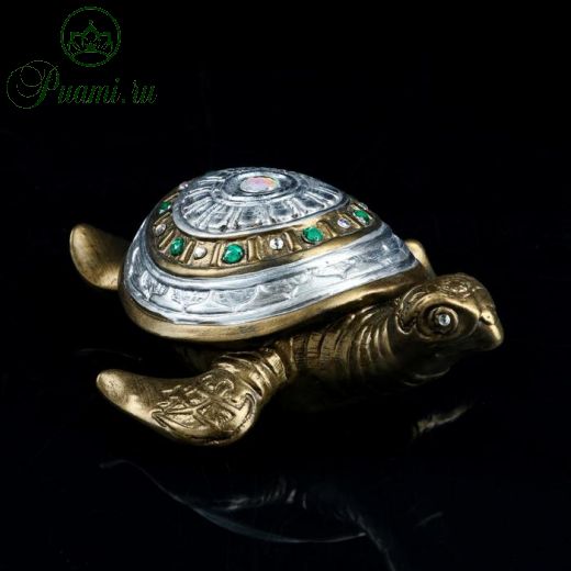 Статуэтка "Черепаха", бронзовая, камни, гипс, 26 см