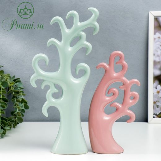Сувенир керамика "Дерево" маршмеллоу набор 2 шт 24х10 32х15 см