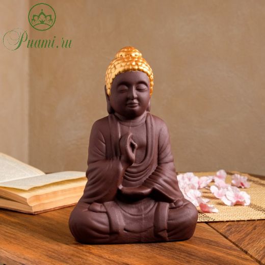 Статуэтка "Будда", коричневая с золотым, керамика, 28 см