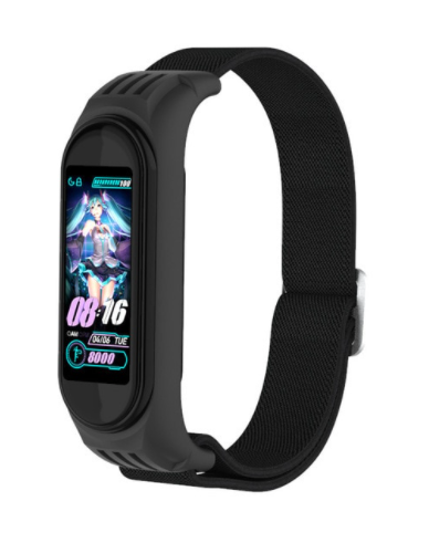 Универсальный сменный тканевый ремешок на фитнес - браслет Xiaomi mi band 3/4/5/6 (Черный)