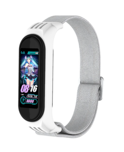 Универсальный сменный тканевый ремешок на фитнес - браслет Xiaomi Mi band 3/4/5/6 (Белый)