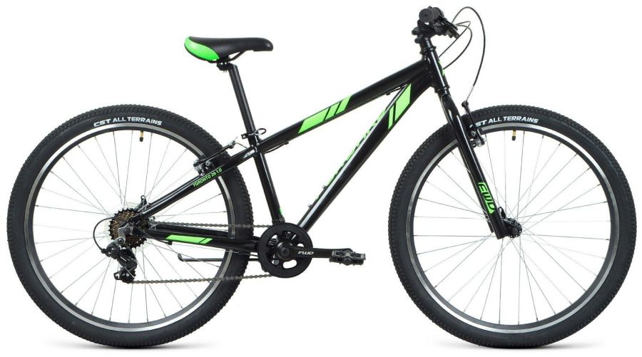 Велосипед FORWARD TORONTO 26 1.2 (26" 7 ск. рост. 13") 2022, чёрный/ярко-зелёный