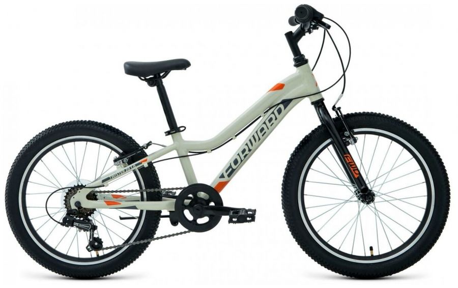 Детский велосипед FORWARD TWISTER 20 1.0 (20" 7 ск. рост. 10") 2022, серый/оранжевый