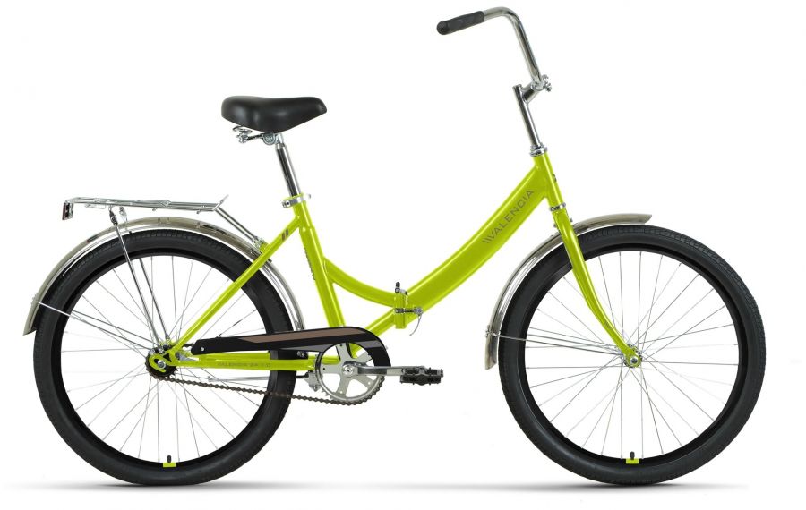 Городской велосипед FORWARD VALENCIA 24 1.0 (24" 1 ск. рост. 16") 2022, зелёный/серый