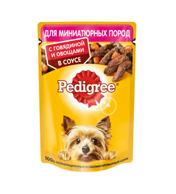 Корм Pedigree для собак мини пород говядина в соусе 85 г. пауч