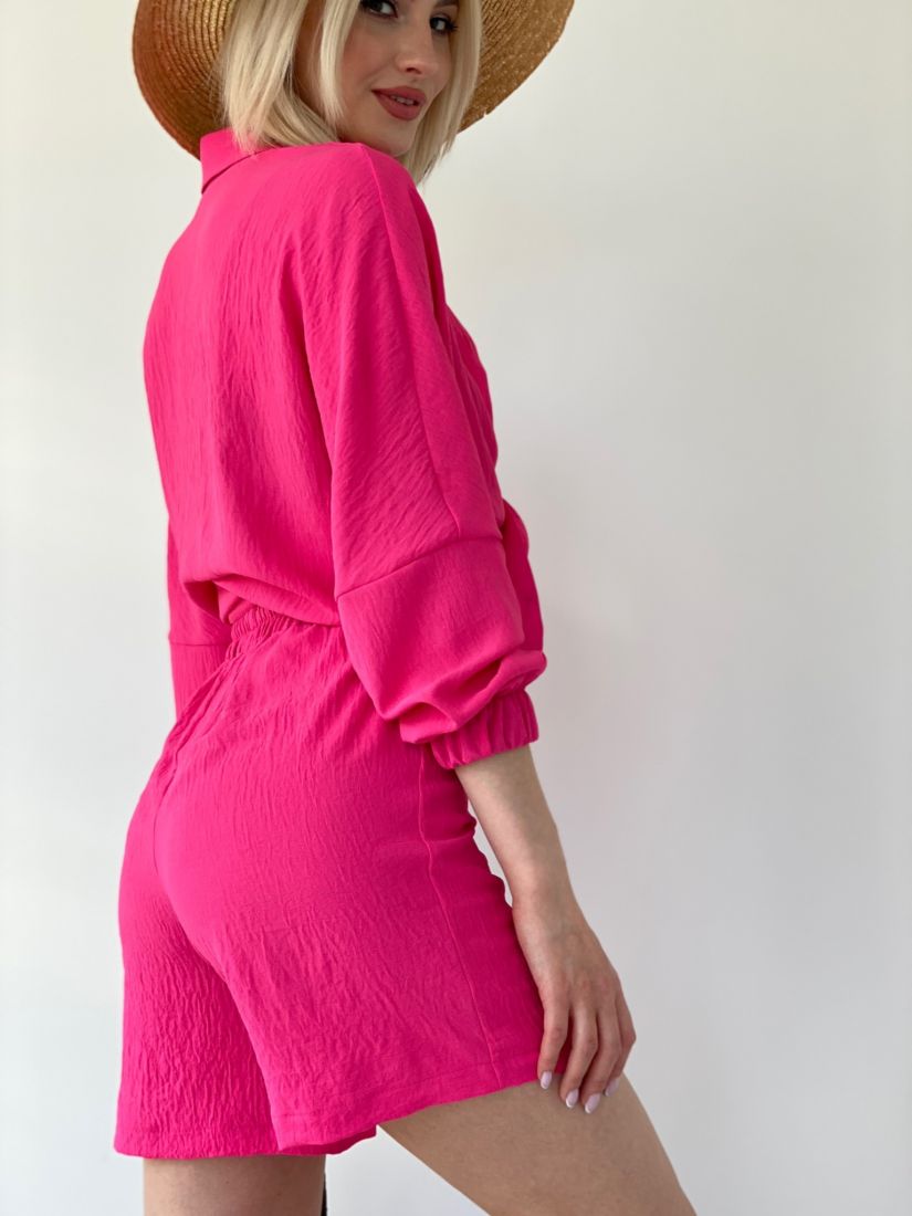 20447 Костюм в пижамном стиле с шортами ярко-розовый