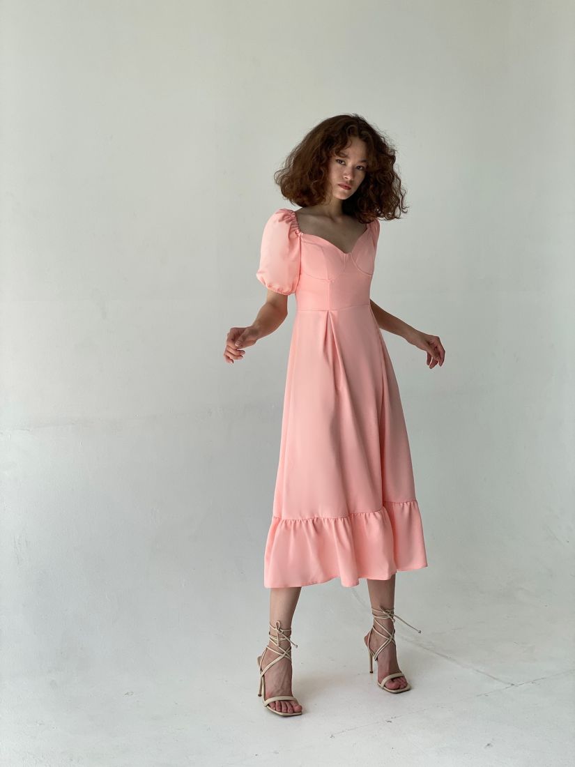 6486 Платье с корсетным лифом нежно-розовое