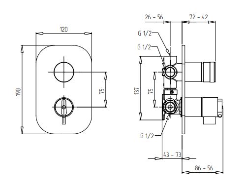 Смеситель термостатический трехпозиционный для ванны/душа Migliore Fortis ML.FRT-5253 ФОТО
