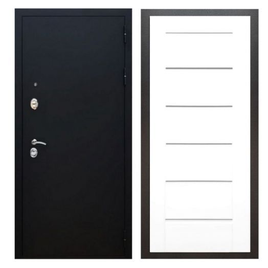 Дверь входная металлическая Армада H5 Черный муар Сити Белый Ясень