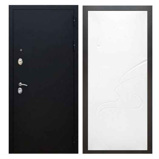 Дверь входная металлическая Армада H5 Черный муар ФЛ-258 Белый Софт