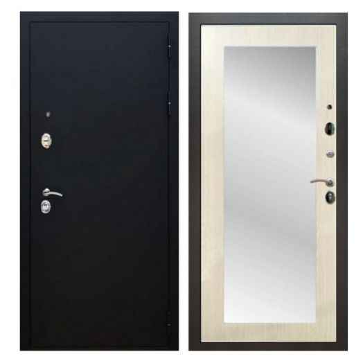 Дверь входная металлическая Армада H5 Черный муар Зеркало 18 Лиственница беж