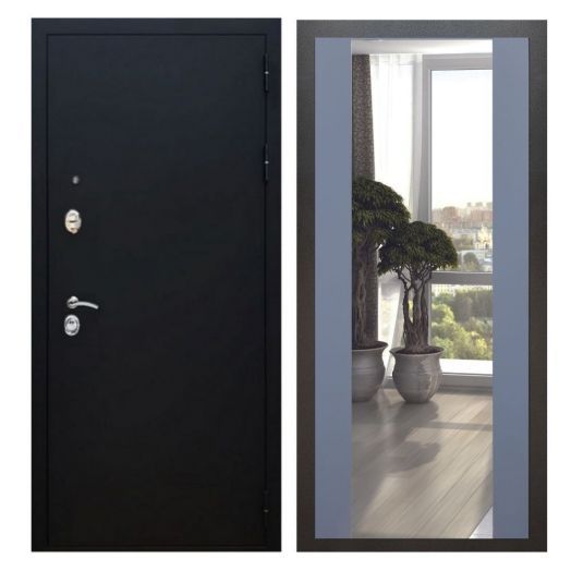 Дверь входная металлическая Армада H5 Черный муар Зеркало Макси Силк Титан