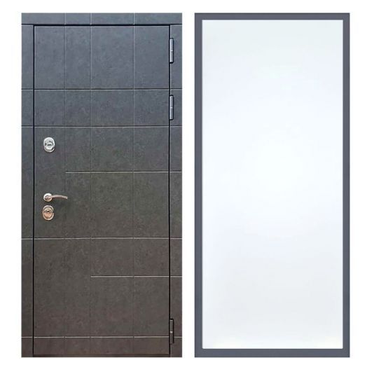 Дверь входная металлическая Армада H21 Штукатурка Графит ФЛ-Гладкая Белый Софт