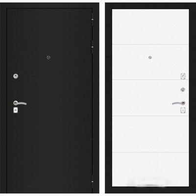 Дверь Входная Металлическая Лабиринт CLASSIC шагрень черная 13 Белый софт