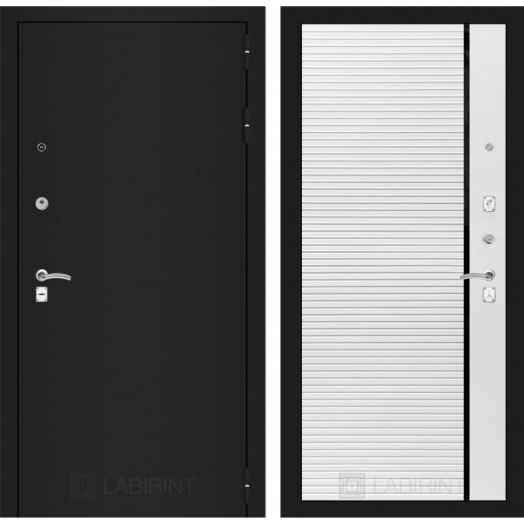 Дверь Входная Металлическая Лабиринт CLASSIC шагрень черная 22 Белый софт
