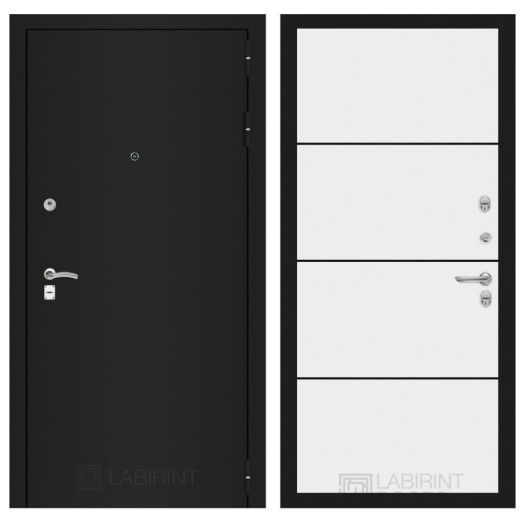 Дверь Входная Металлическая Лабиринт CLASSIC шагрень черная 25 Белый софт