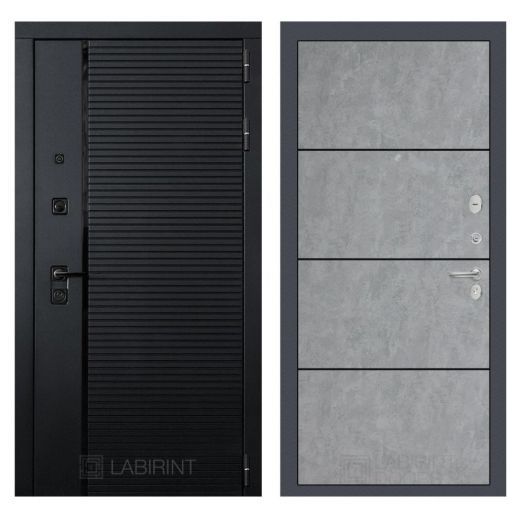 Дверь Входная Лабиринт (LABIRINT) Пиано 25 - Бетон светлый, черные вставки