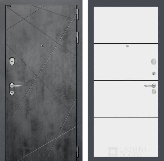Дверь Входная Лабиринт (LABIRINT) LOFT 25 Белый софт (черная вставка)