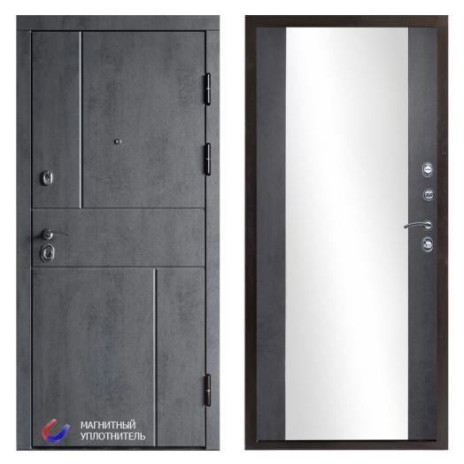 Входная Металлическая Дверь Термодор Termo-door (T.DOOR)  Вертикаль бетон Зеркало бетон темный