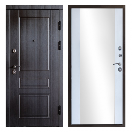 Входная Металлическая Дверь Термодор Termo-door (T.DOOR)  Орегон венге Зеркало белый софт
