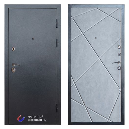 Входная Металлическая Дверь Термодор Termo-door (T.DOOR) Техно Графит Лучи бетон светлый