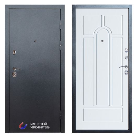 Входная Металлическая Дверь Термодор Termo-door (T.DOOR) Техно Графит Арка белое дерево