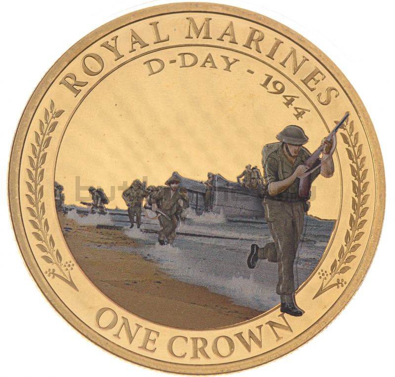 1 крона 2016 Тристан-да-Кунья Королевская морская пехота - Royal Marines D-DAY 1944