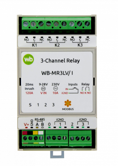 Модуль реле 3-канальный WB-MR3-LV