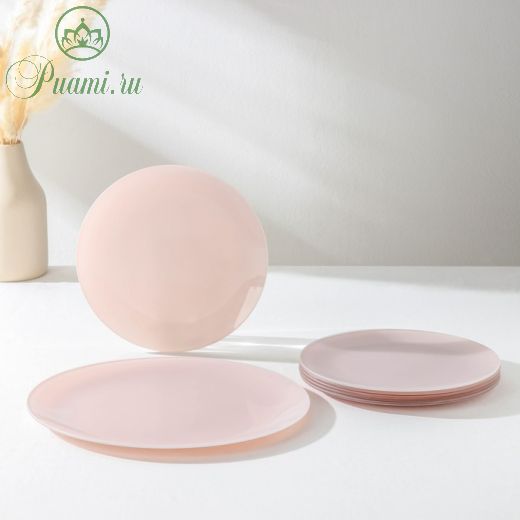 Набор столовый «Пастель», 7 предметов: 1 шт: d=30 см, 6 шт: d=21,5 см, цвет розовый