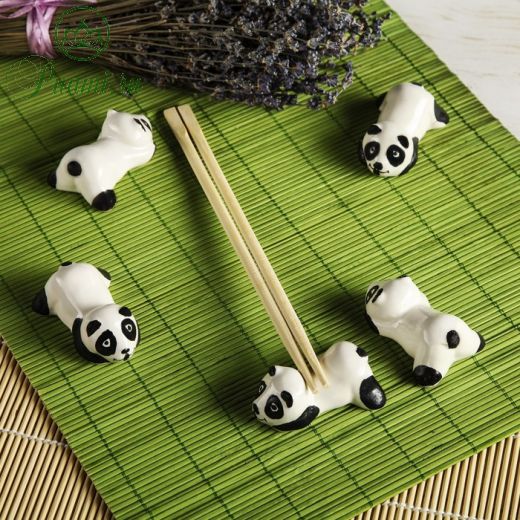 Подставка для китайских палочек "Панда", бело-черная, керамика, 6х2.5 см