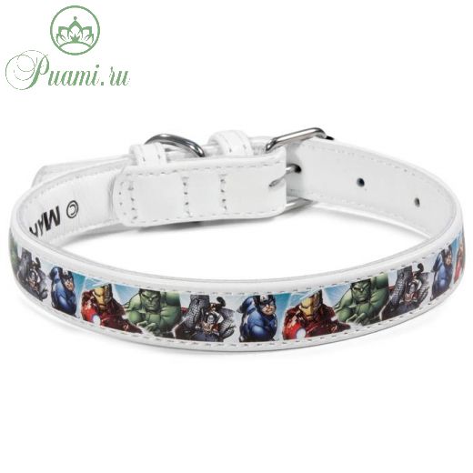 Ошейник кожаный Troil Marvel "Мстители", 30-39 х 2 см