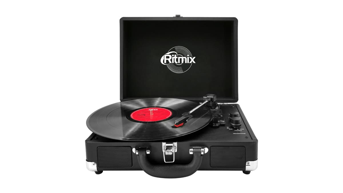 Виниловый проигрыватель RITMIX LP-120B black, 3 скорости; Функция автостоп; Bluetooth; 3.5mm AUX IN