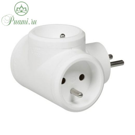 Блок розеток 3-м Legrand "Helium ", 16А, горизонт., с заземл. бел. 050662
