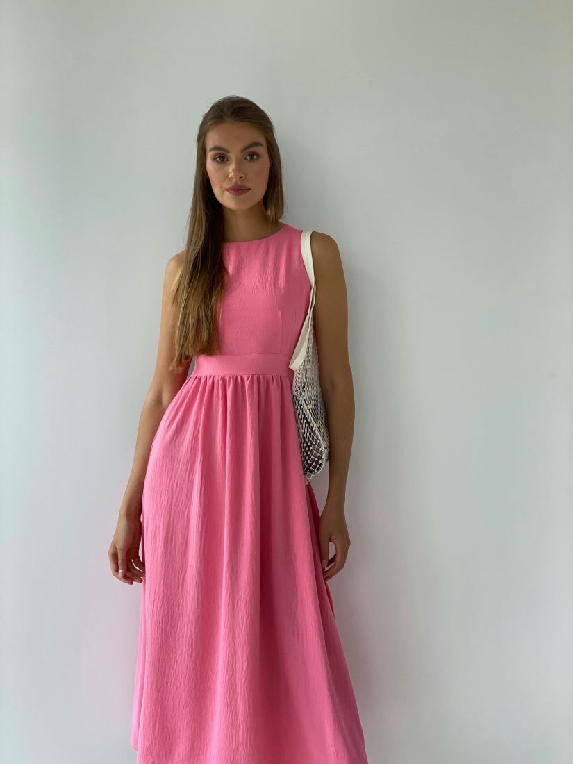 6605 Платье с перекрещенными бретелями нежно-розовое