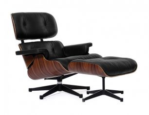 Дизайнерское кресло A348+A349 (Eames Style Lounge Chair & Ottoman) черное