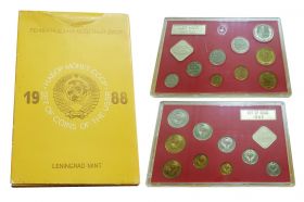 СССР годовой набор монет 1988 ЛМД 1-2-3-5-10-15-20-50 копеек и 1 рубль + Жетон Ali Msh Oz