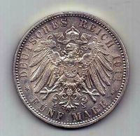 5 марок 1911 Бавария UNC Германия