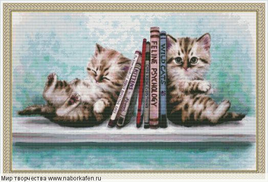 Набор для вышивания "Котята на книжной полке"