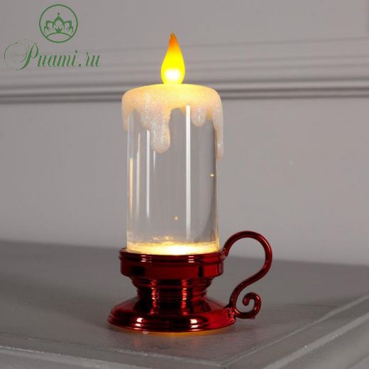 Светодиодная фигура «Красная свеча» 7 ? 15 ? 7 см, пластик, батарейки AG13х3, свечение тёплое белое