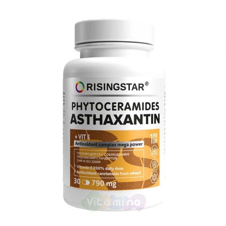 Risingstar Астаксантин масло зародышей пшеницы и витамин Е, 30 капс