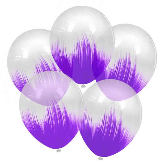 Браш эффект краски фиолетовый на прозрачном шар латексный с гелием