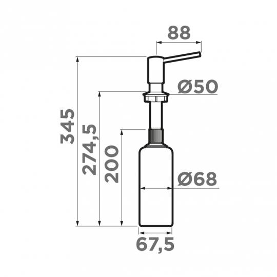 Кухонный дозатор для жидкого мыла Omoikiri OM-02 49950 схема 2