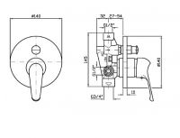 Встраиваемый смеситель для ванны и душа Zucchetti Zetamix 1900 Z19112 схема 2